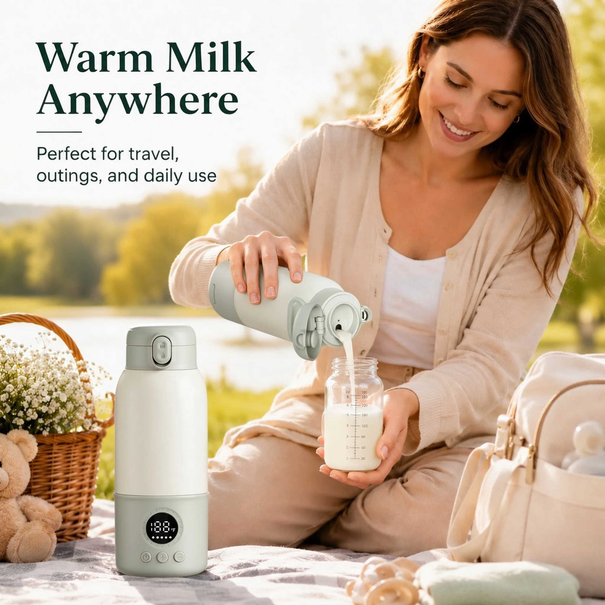 380ml Insulated Water Cup Heated Water Cup Easy To Carry Bottle Warmer for Baby Suitable For Milk Coffee Heater Gifts For Family And Friend