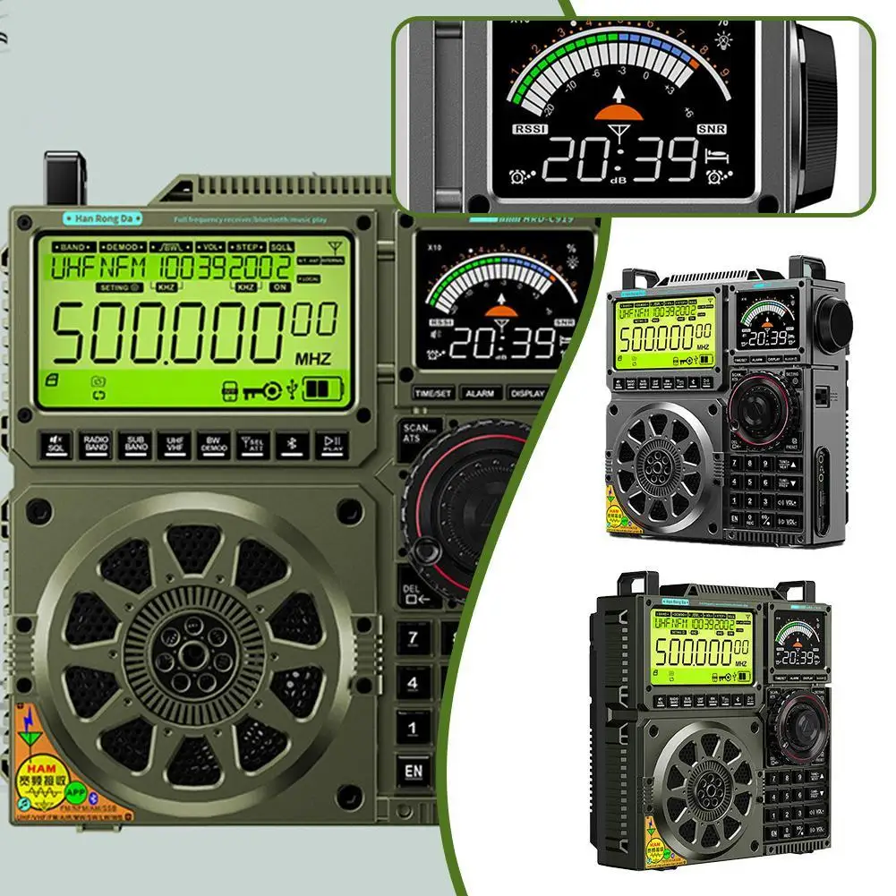 HanRongDa HRD-C919 FM MW SW VHF WB Multi-band Radio BT 5.0 Speaker Aviation Band Radio AIR Maritime Supports TF Card AUX