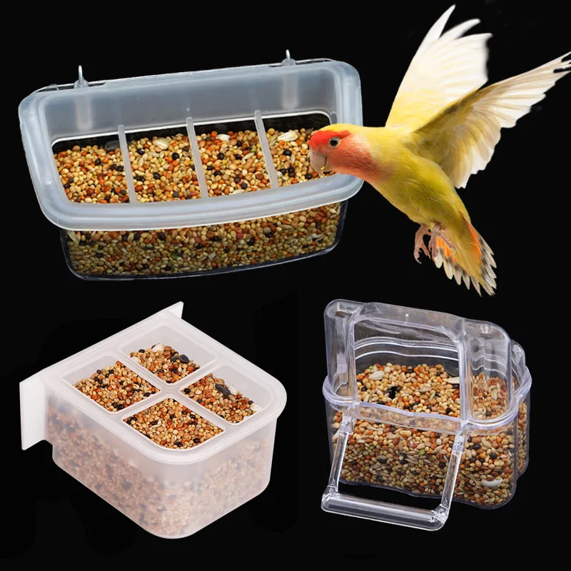 1PCS Parrot Feeder Drinker Bird Supplies Cage Birds Water Hanging Bowl Box Pet Plastic Food Container Dispenser Bird Supplies