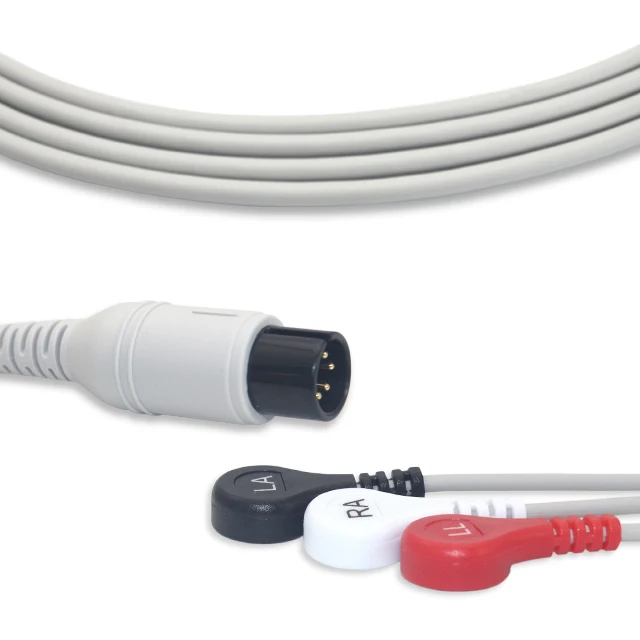 Integrated Medical Accessories Cable 3-Lead ECG Cable and Lead 6-Pin Snap Connector ECG/ECG AHA