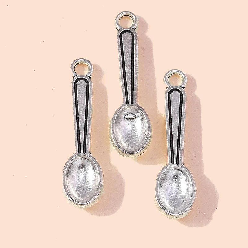 Leslie 20pcs 20*23mm Metal Alloy Cute Spoon Charms DIY Pendant Handmade Jewelry Necklace Bracelet Earrings Making