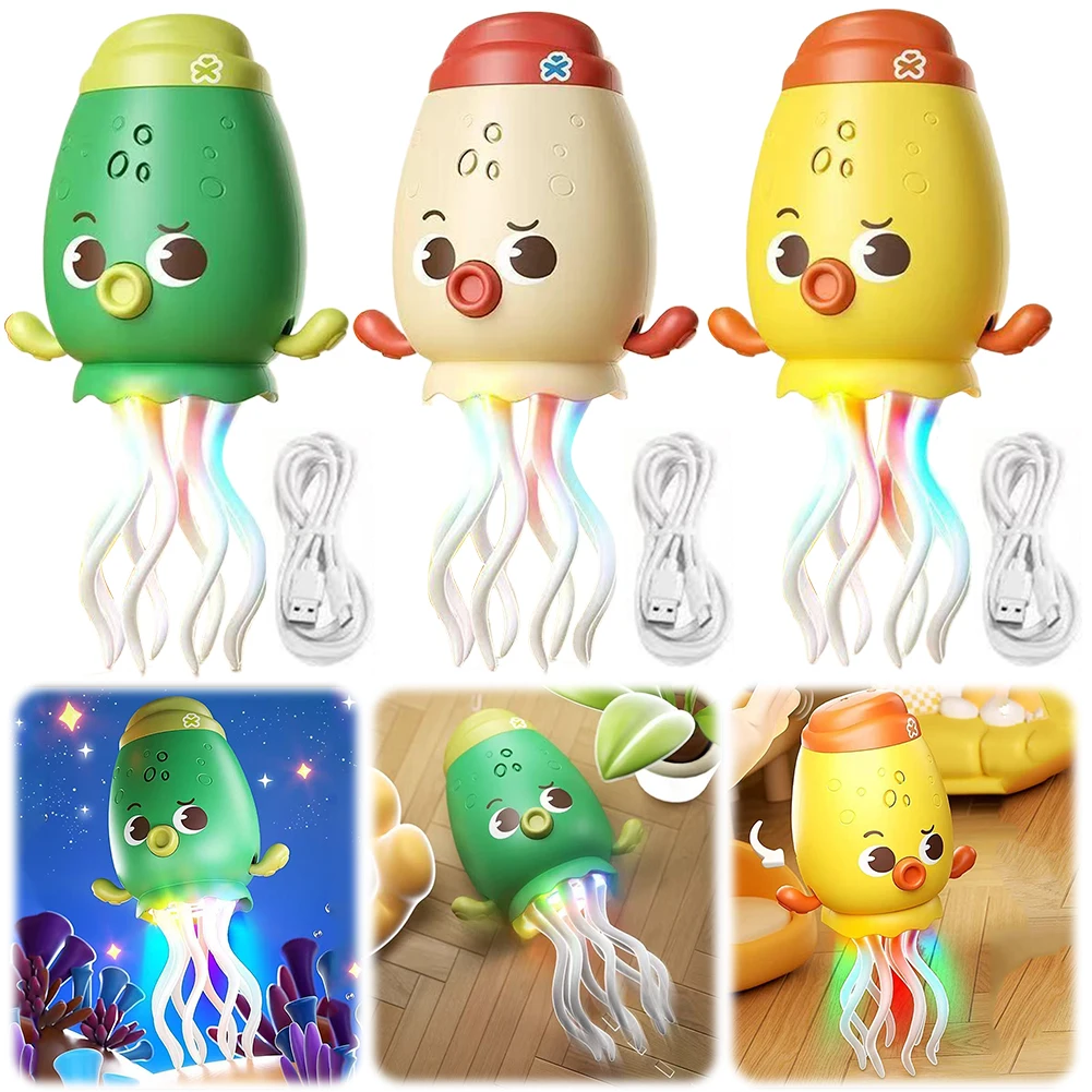 ライト付き電動ダンシングオクトポッド クロールインタラクティブオクトポッド タイプCケーブル障害物センサー オクトポッド 教育用幼児用おもちゃ