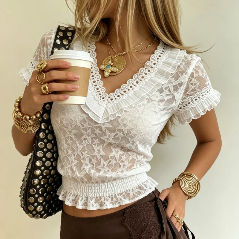 Summer Women Star Lace Cropped - Elastic Lace Trim recension och pris
