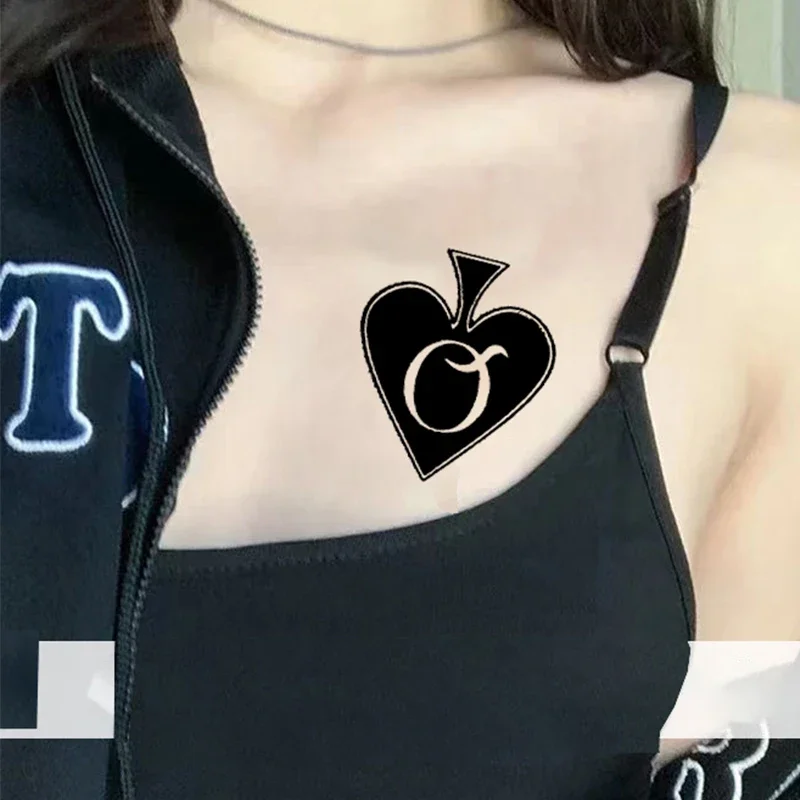 Poker Spades Waterproof Temporary Tattoo Stickers for Women Male Fake Body Art Festival Tatoo Tatuajes Faux Tatouage Party Decor