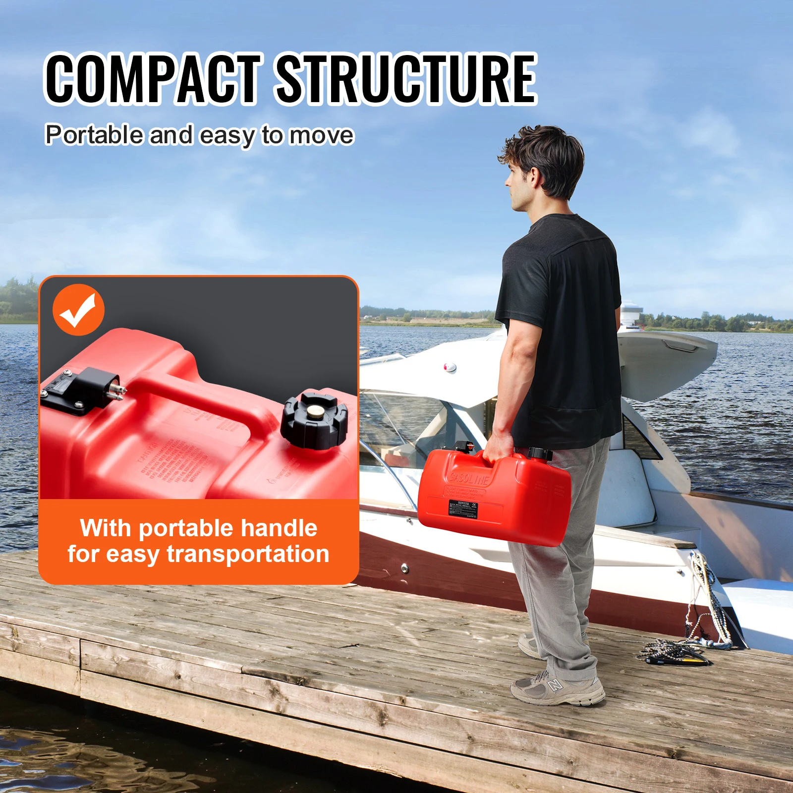 SucceBuy 3Gal/12L Fuel Tank Mororcycle Accessories Petrol Cans with Hose Barrels Gas Spare Container for Yacht Fishing Deck Boat