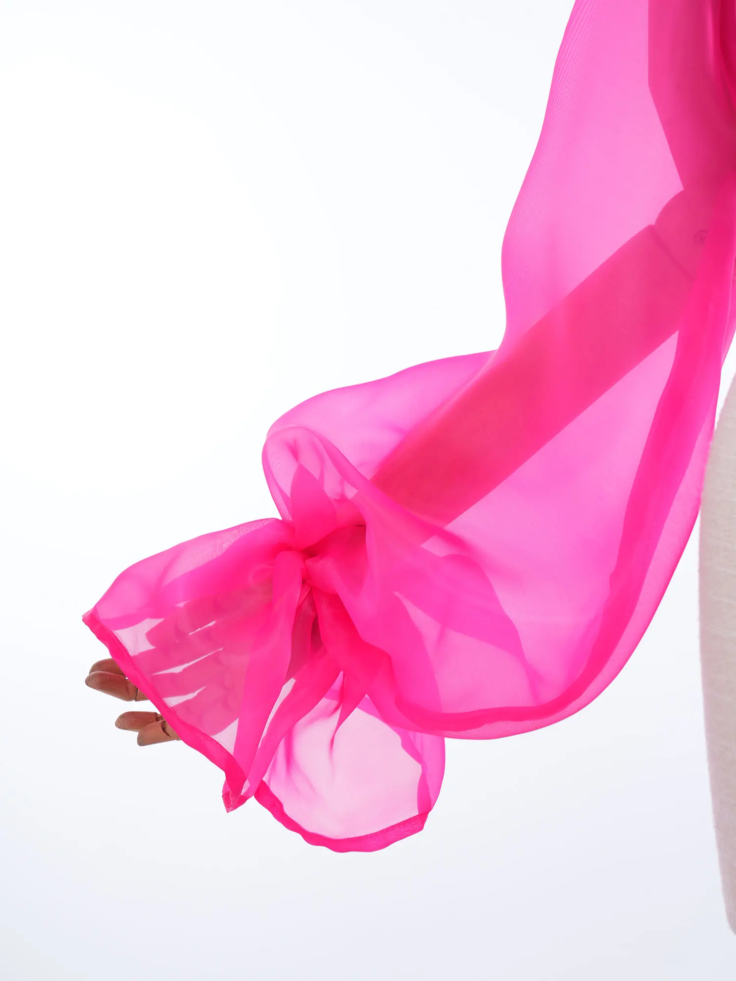 Womens Organza Puff Sleeve Shrugs High Neck Long Sleeve Ruffled Detachable Sleeve Capes Wedding Party Gown Dress Bolero Shrugs