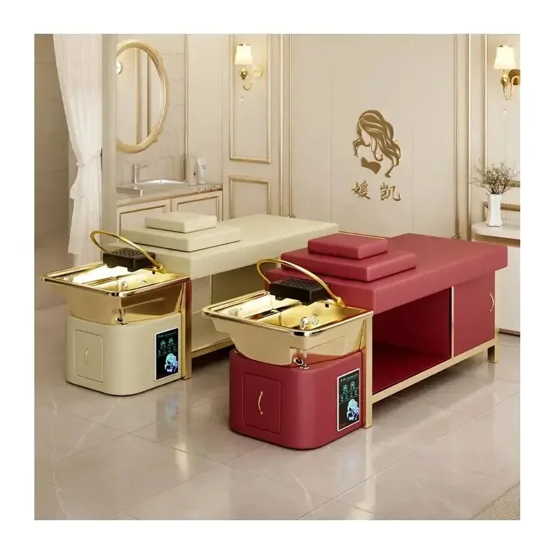 2026 Golden Luxury Spa Bed for Beauty Salons Special Thai Massage And Hair Washing Bed New Arrivals