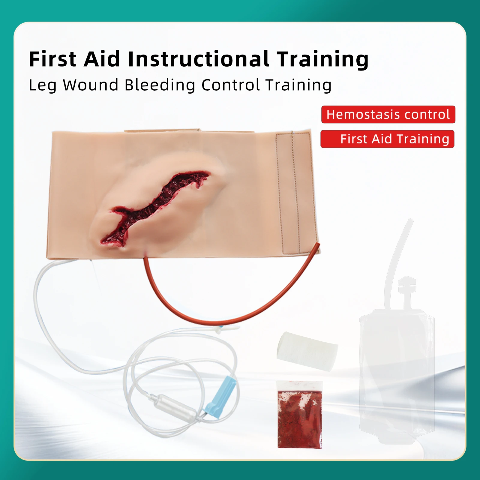 Wearable Leg Wound Hemostasis Control Model Bleeding Control Model Simulates Deep Laceration or Stab Injury Practice Mode