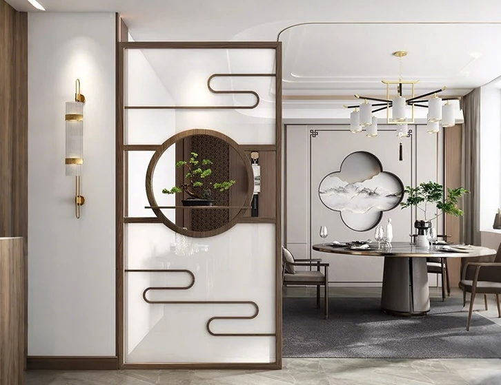 

Входная перегородка для гостиной из цельного дерева, китайская компания, экран, вход, украшение для отеля, перегородка для маленькой квартиры, стена Din