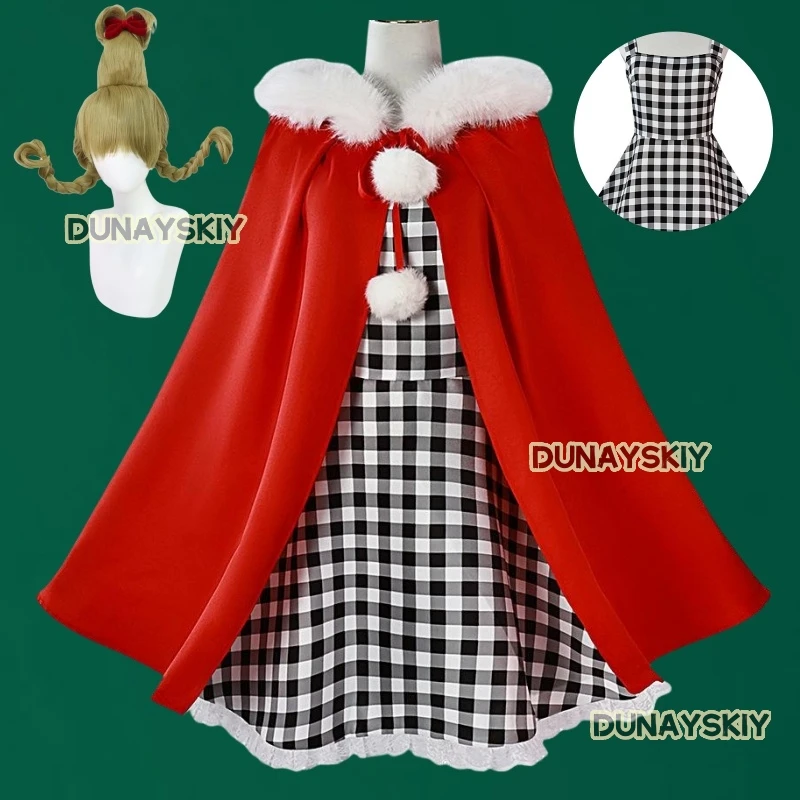 Cindy Christmas Happy Cosplay Costume, perruque, nœud, vêtements de sauna d'Halloween, adulte, enfant, fille, dessin animé, film, festivals, déguisement, Kawaii