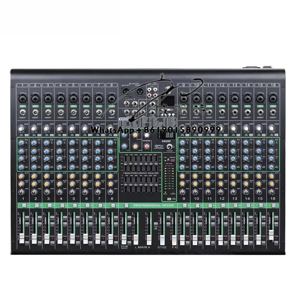 GAX-XS16 Professional 16 Channel Blueteeth Digital Mixer DJ Music Karaoke Audio Mixing Console Stereo USB Mixer