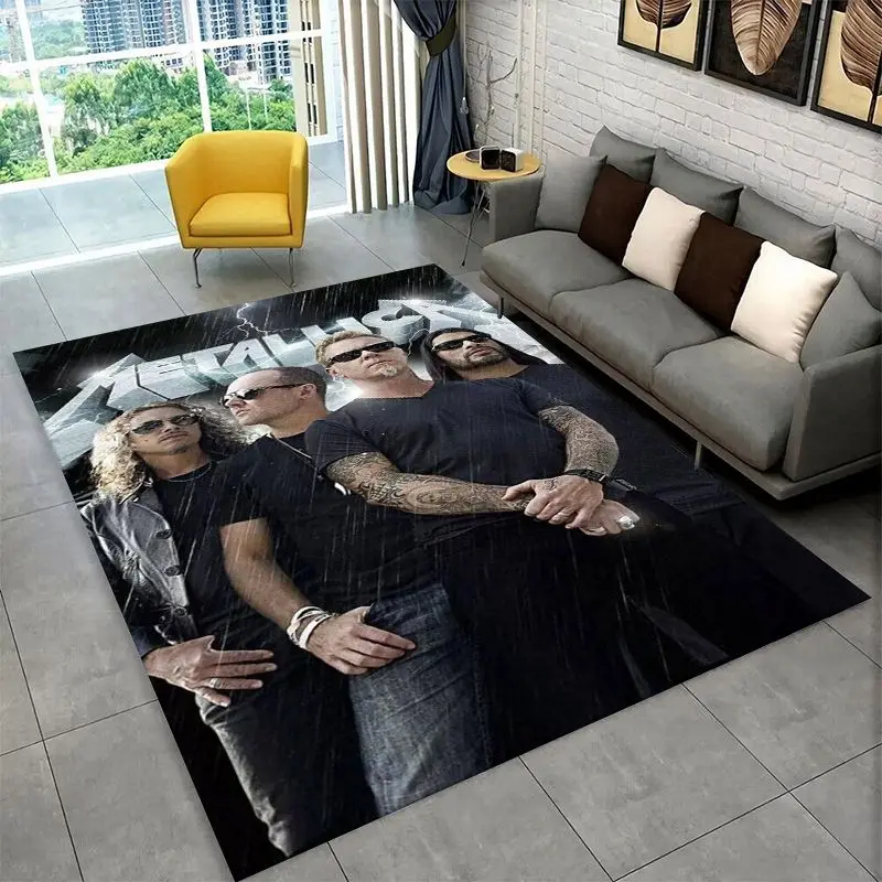Metal Band M-Metallica Thrash Cartoon Non-Slip Area Rug for Living Room,Bedroom,Playroom,Soft Carpet Floor Mat Home Decor Rug