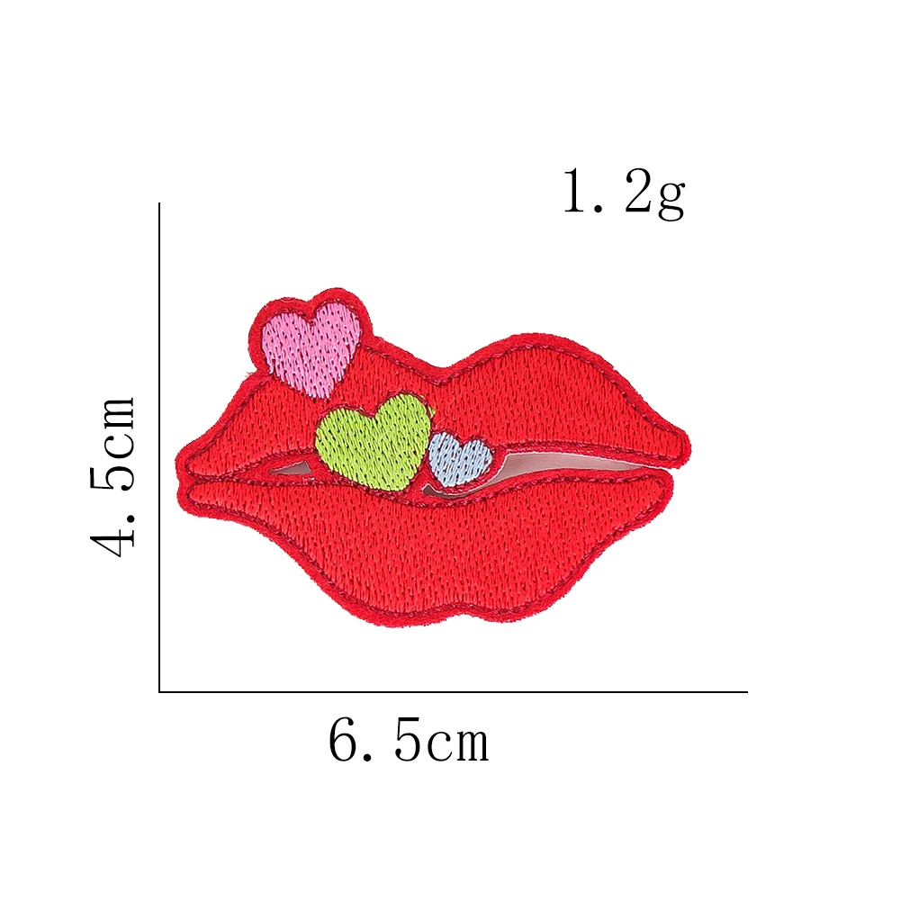 Niedliche rote Lippen-Herz-Aufnäher zum Aufbügeln, selbstklebende Applikation für Valentinstag, T-Shirt, Tasche, Hut, DIY-Kleidungsreparatur, Dekoration – Detail 6