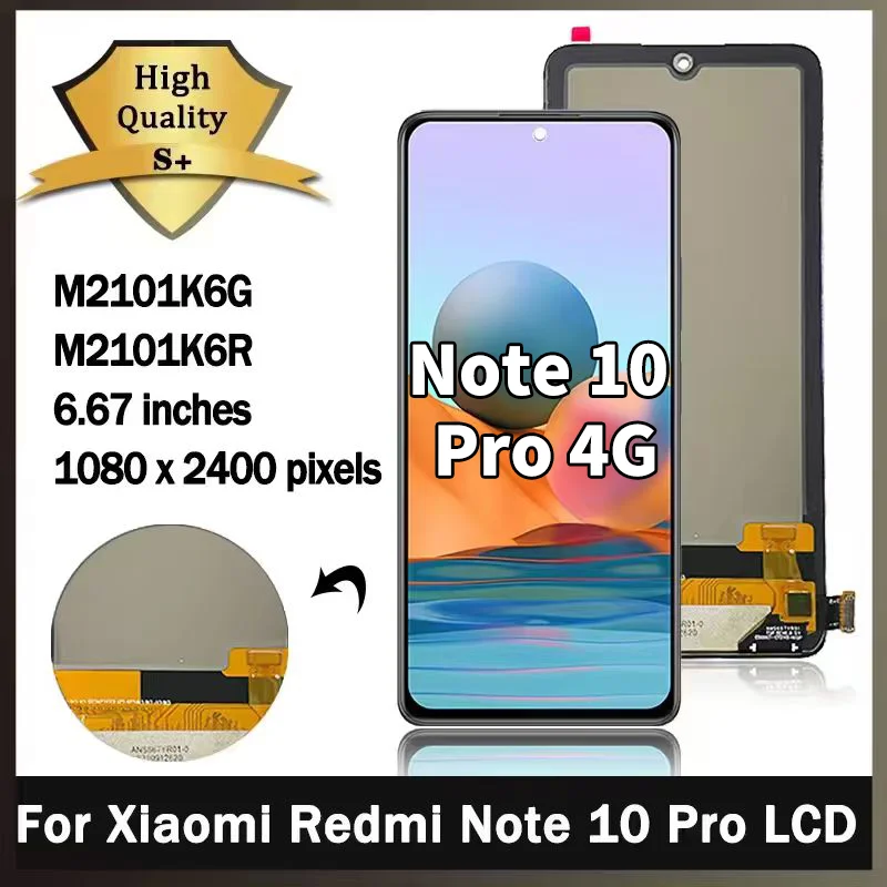 NEW M2101K6G Display for Xiaomi Redmi Note 10 Pro LCD Touch Screen Digitizer Assembly Parts for Redmi Note10Pro M2101K6G Display