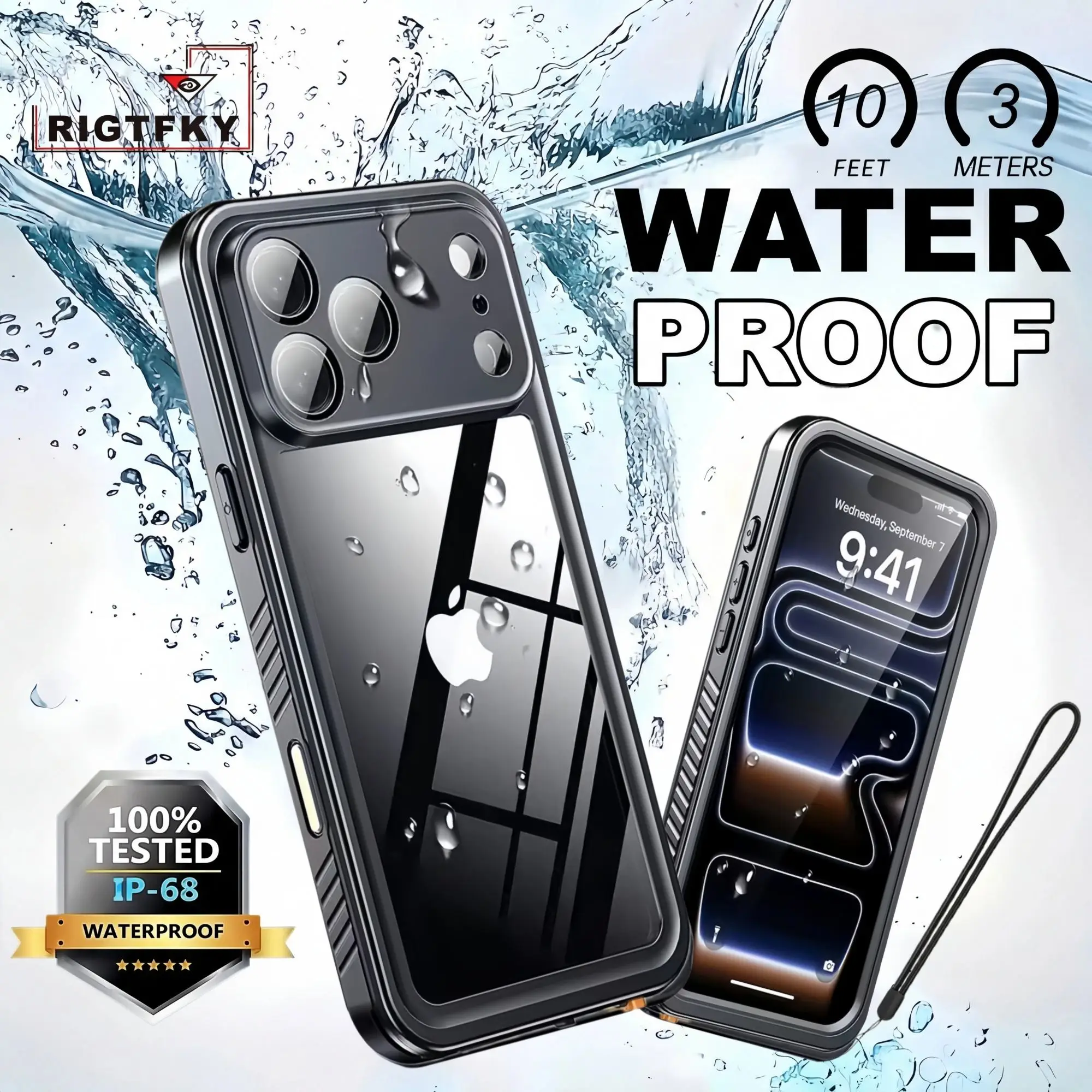 

Full Body Protective IP68 Waterproof Case For Iphone 17 16 Plus 15 14 13 Pro Max 17 Air 16E Cover Snorkeling Dustproof,Swimming