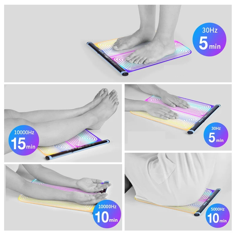 

EMS Colorful Smart Foot Massager Pad with Pulse Acupressure for Reflexology & Leg Slimming - Electric Foot Therapy Mat