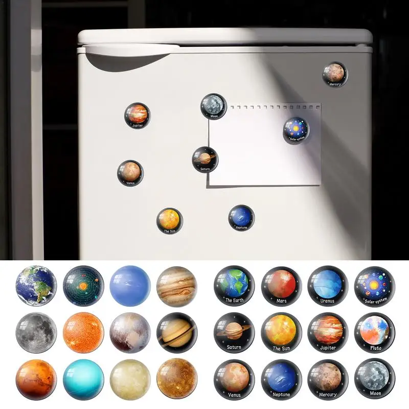 Planet Magnets For Fridge Solar System Round Refrigerator Magnetic Sticker 12 Pieces Refrigerator Stickers Magnet Widely Used