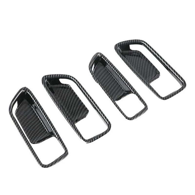 For Toyota Corolla Cross 2020 2021 Car Inner Door Handle Bowl Decorate Cover Trim Accessories, Carbon Fiber ABS