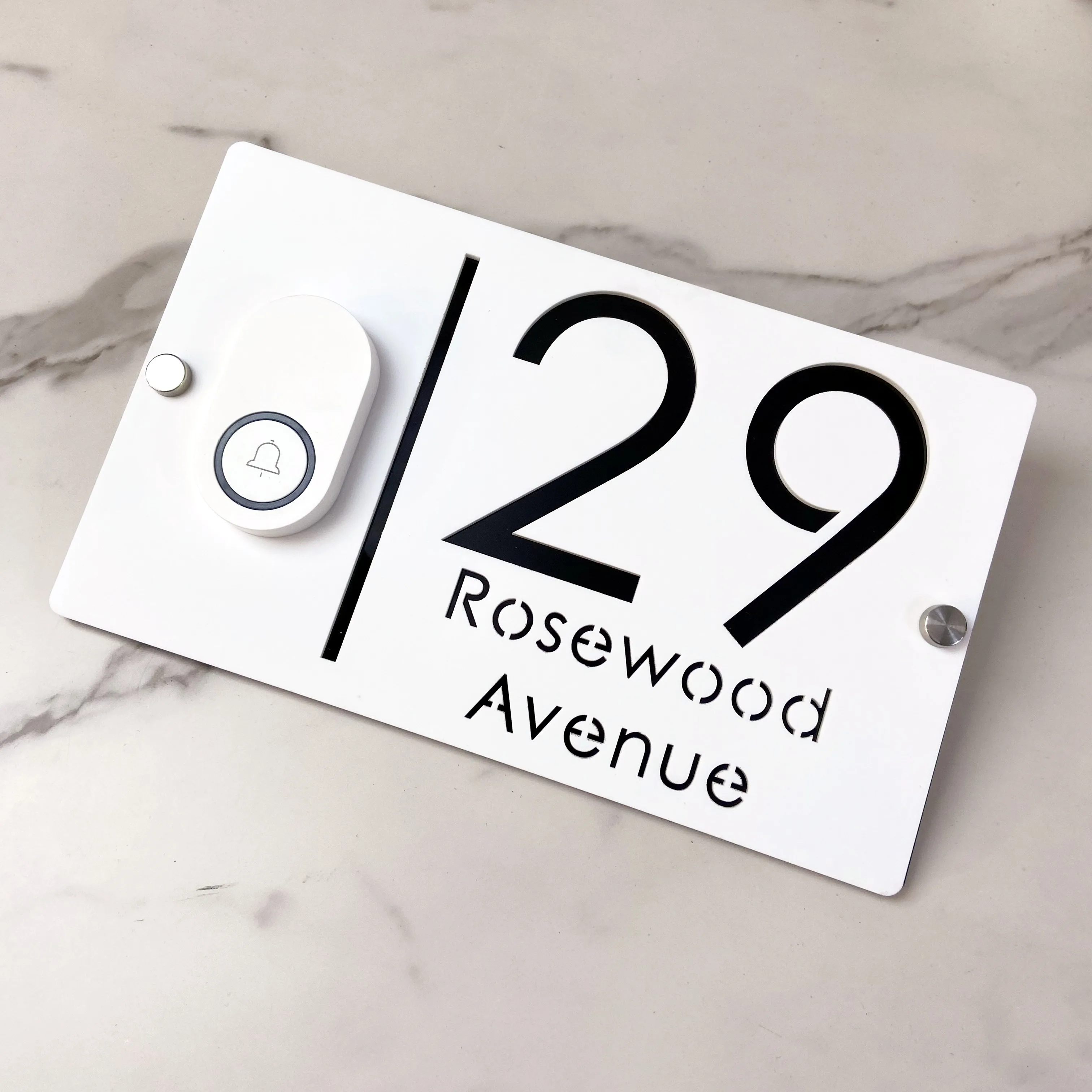 Personalized Matte White Acrylic WiFi Doorbell Address Plaque Modern Outdoor House Number Sign Custom Wall Decoration for Home