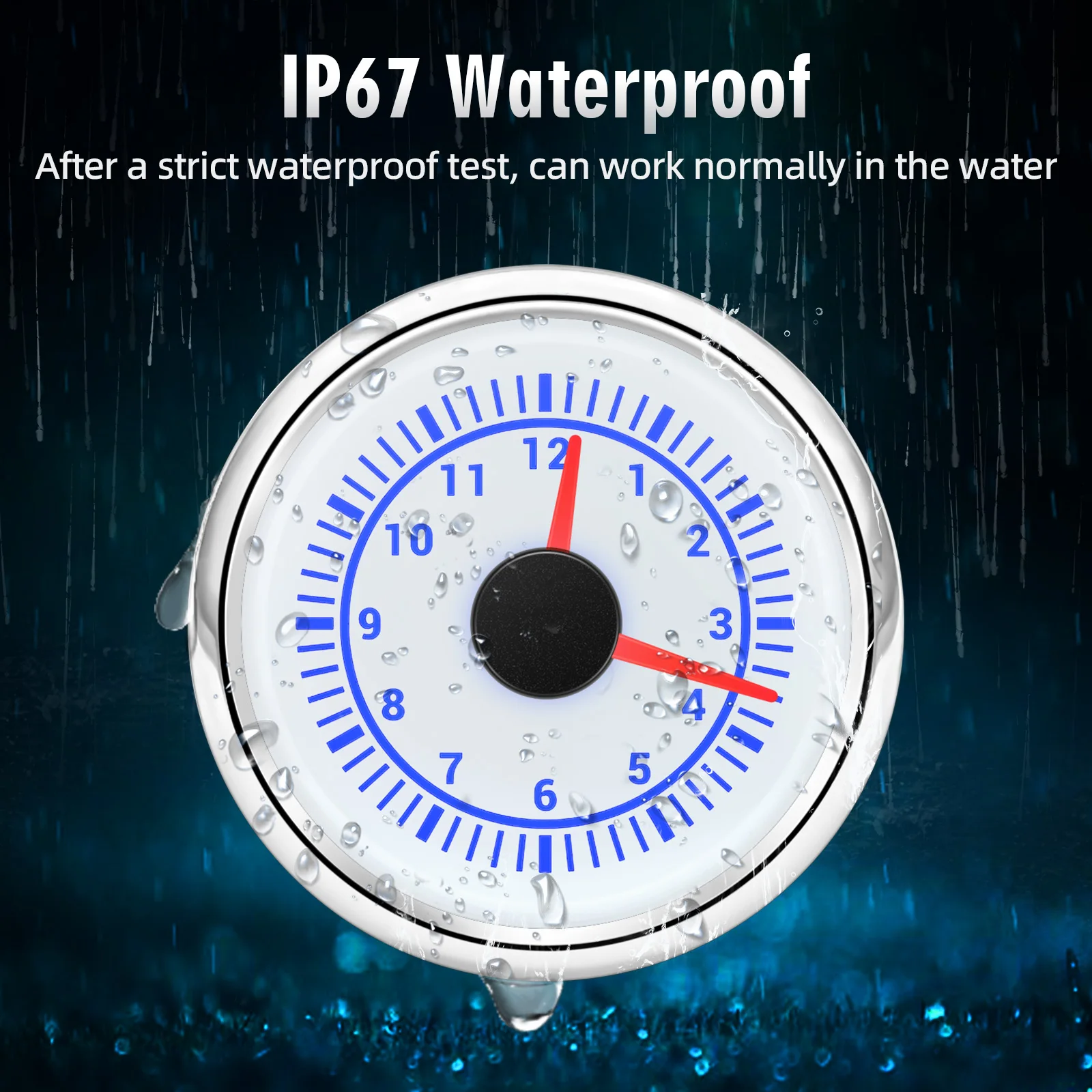 12-hour Format LCD display stepper motor IP67 waterproof and dustproof Digital Car Gauge Clock Meter 7-color backlight