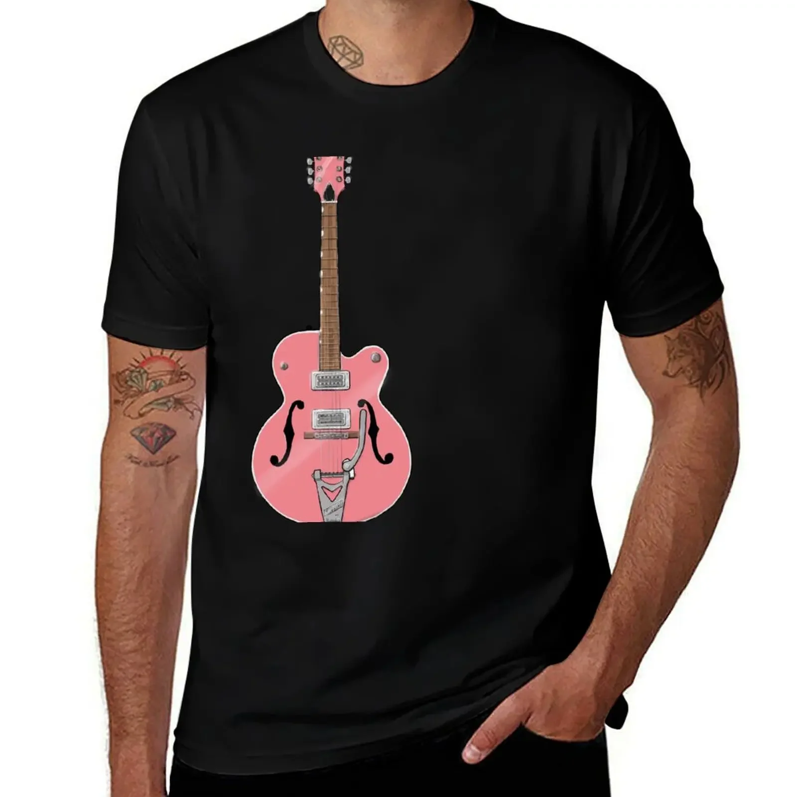 Solo Pink Guitar T-Shirt oversized summer tops man t shirt blue archive mens t shirt graphic