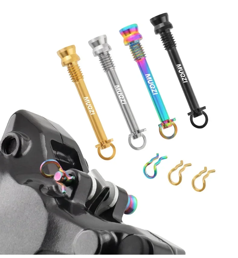 2 Stück Titan-Fahrrad-Scheibenbremssattelschrauben, leichte Befestigungsschrauben mit Befestigungsclip für Rennrad- und MTB-Scheibenbremsbeläge – Detail 7