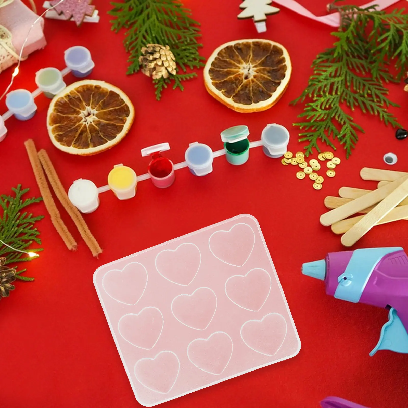 

Силиконовая форма в форме сердца с 9 полостями для изготовления украшений из эпоксидной смолы, подвесок, серег, брелоков, принадлежности для рукоделия