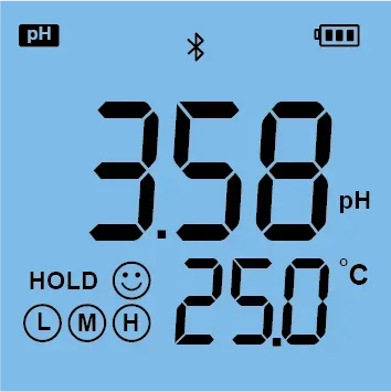 Model PH1+ Dengan Penguji Saku Bluetooth Dengan Fungsi pH dan Suhu