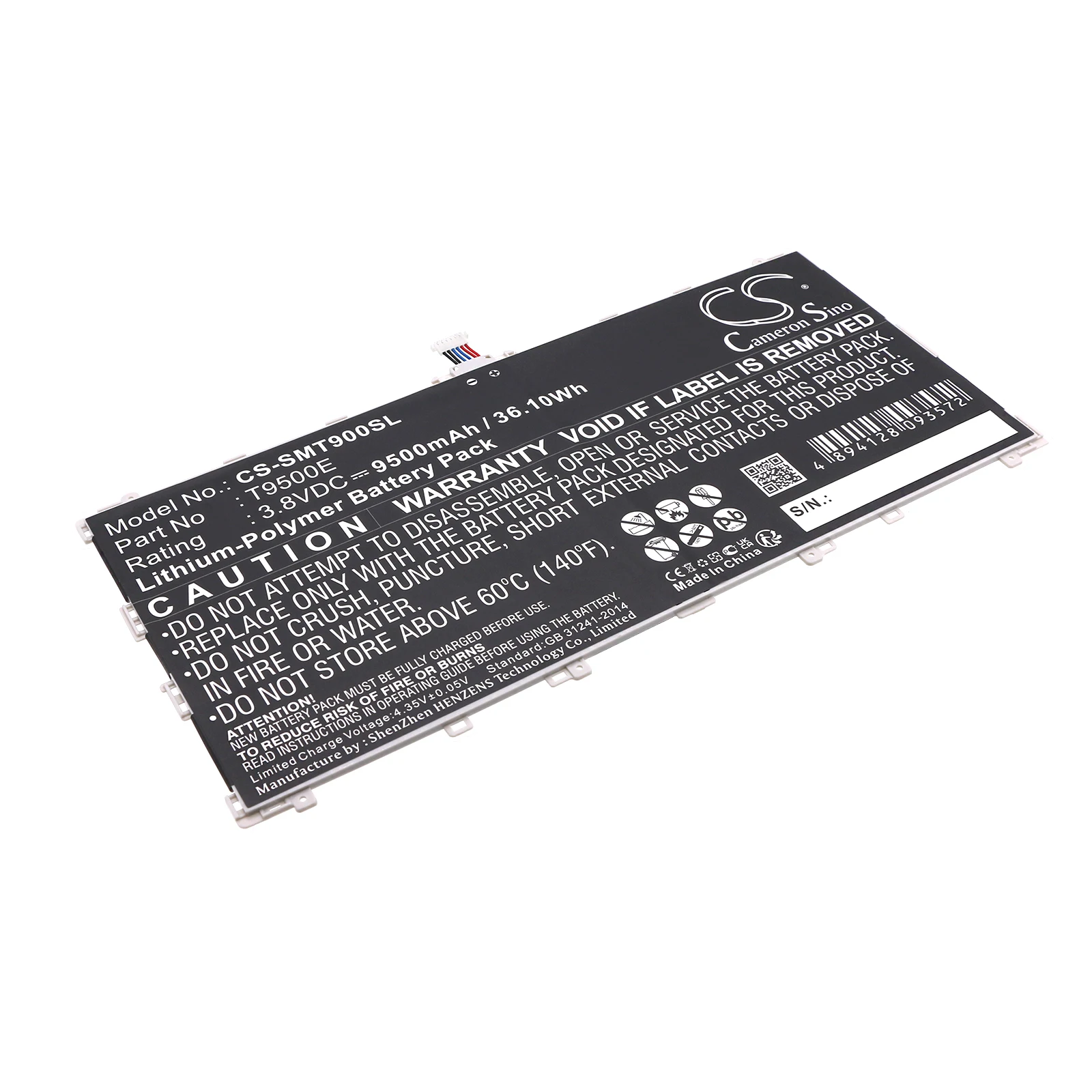 Li-Polymer Tablet Battery for Samsung,3.8v,9500mAh,SM-T900,SM-T905,Galaxy TabPRO 12.2,Galaxy TabPRO 12.2 LTE-A 64GB,T9500E