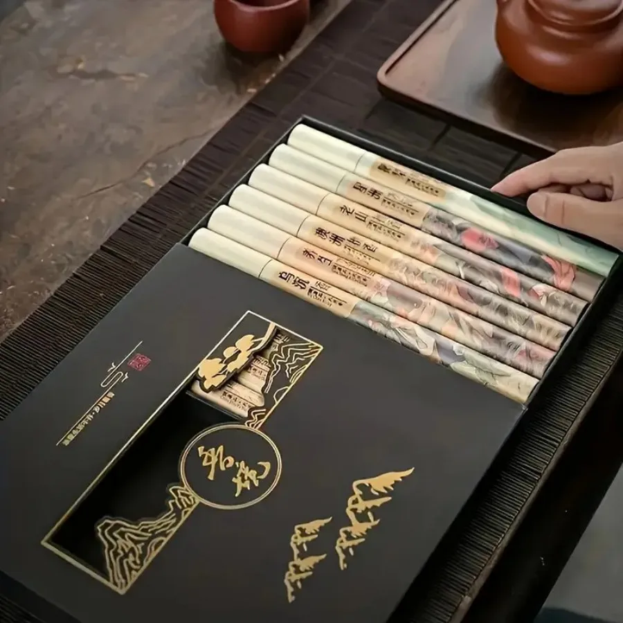 400 Pieces of Ten Tube Five Classics Incense Gift Box with Ink Painting Style, Sandalwood, Agarwood, Etc. Suitable for Home Gift