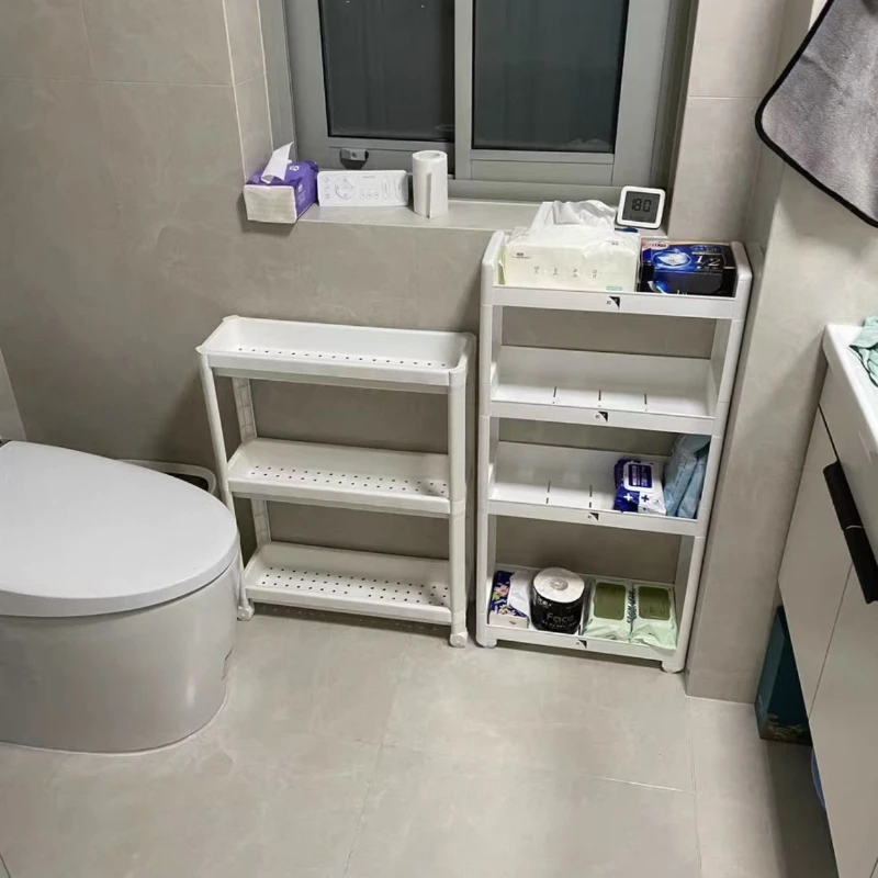 

Тележка для хранения в ванной комнате, узкий органайзер на колесиках, многослойная полка с колесиками, компактный напольный туалет, использование для стирки