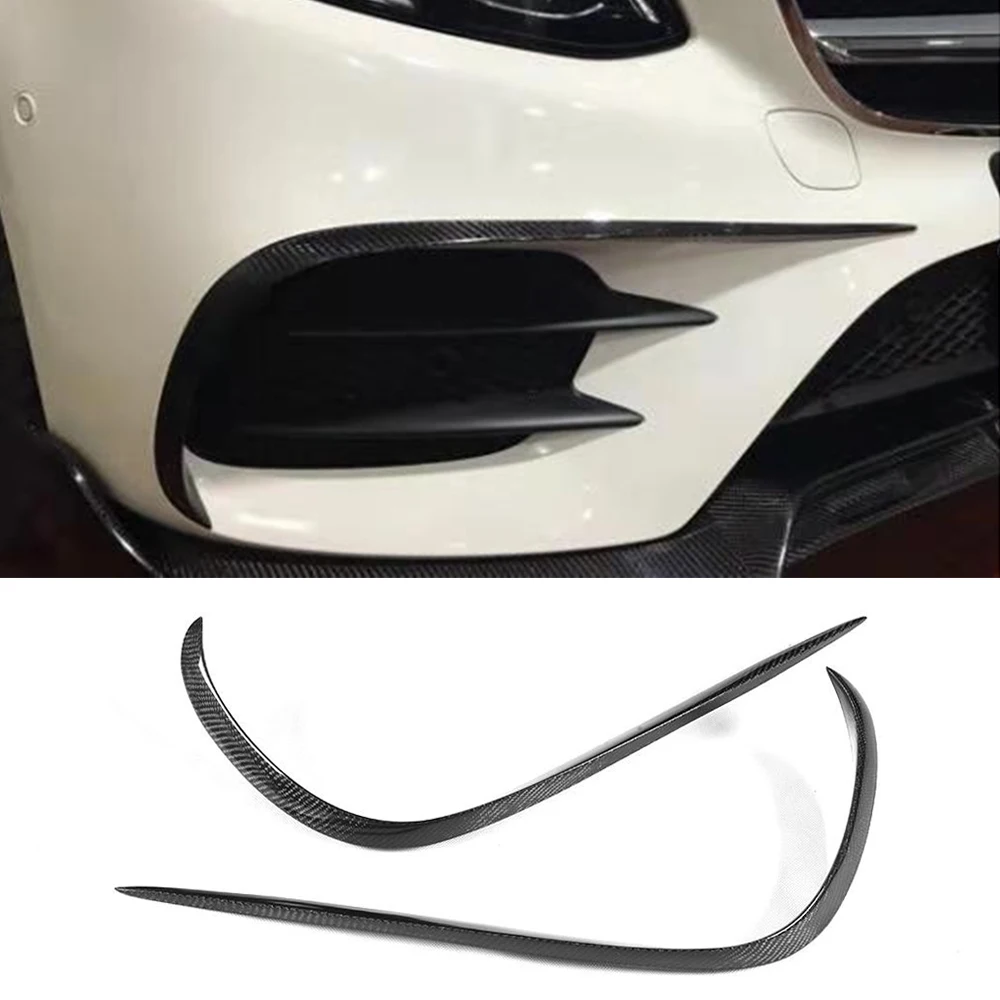 E Class Front Fins Guards For Mercedes Benz W213 E300 E400 E43 AMG 2017 2018 Front Bumper Fins Trims Guards Carbon Fiber / FRP