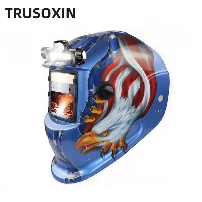 Herren Schweiß helm 1/1/1 optische Klarheit Schweiß haube Auto Dimmen Solar True Color Schweiß helm Auto Dimmen mit LED-Licht