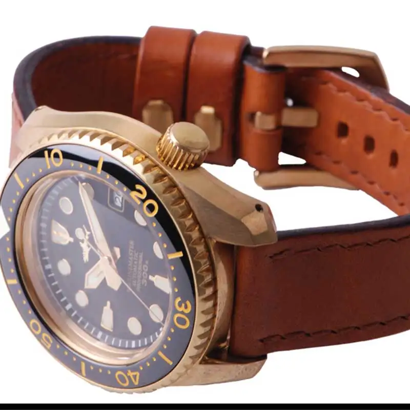 HEIMDALLR Bronze SDBX NH35 Automatic Mechanical Watch Men Sapphire Crystal Diver Watch Lord Of The Sea C3 Luminous Leather Watch