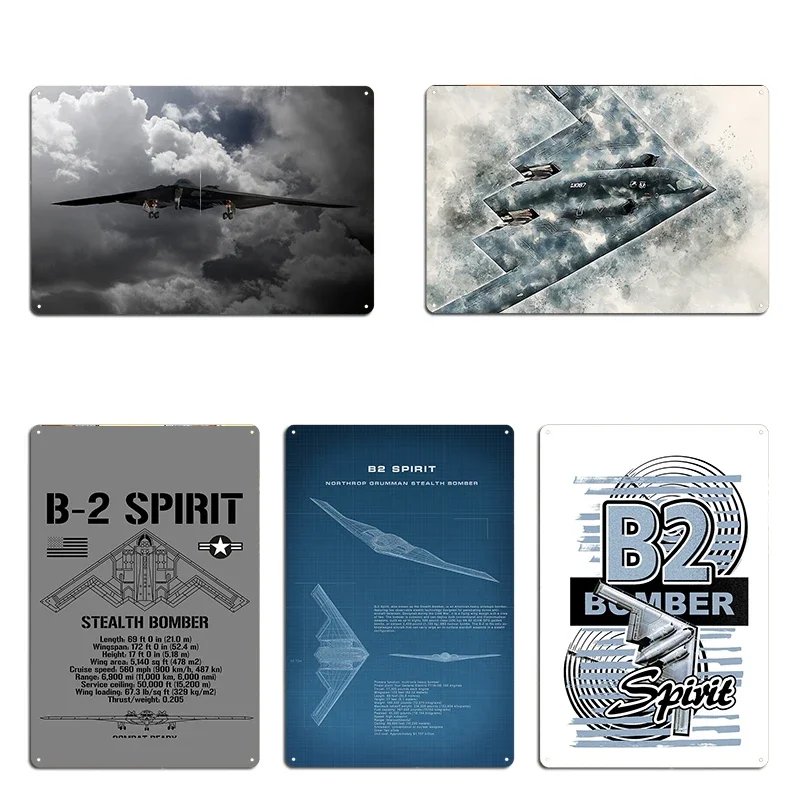B2 Spirit Blueprint Schematics Death 11 Metal Mural Living Room Personalized Wall Decor Tin Sign Posters