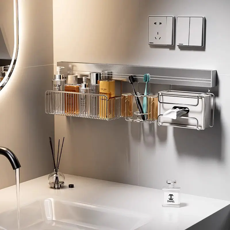 

Stainless steel bathroom rack, bathroom wall non-punching sink sink sink