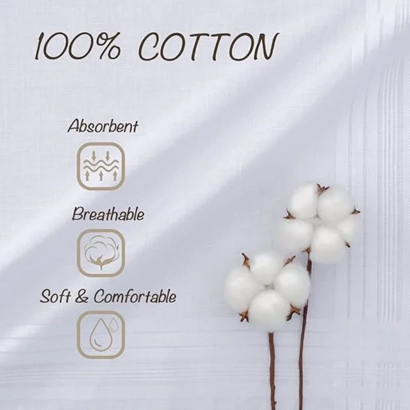 16.5in Thin Feel 6/12PCS Pure Cotton White Handkerchief Gentleman Handkerchief Set School DIY Graffiti Supplies