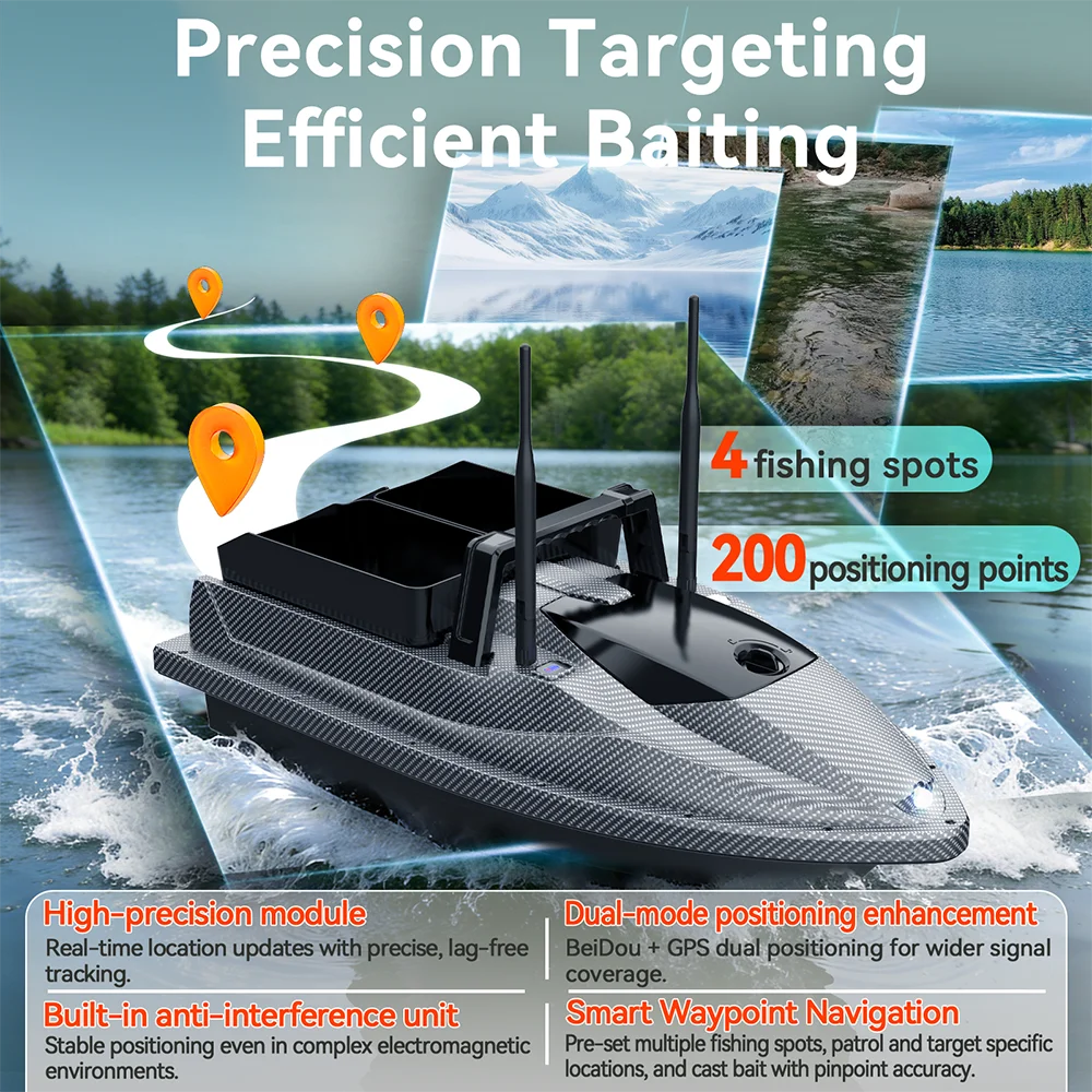 V600 Proソナー魚群探知機付きRCフィッシングベイトボ - Rc Bait Boat Gps Autopilot Fish Finder のレビューと価格