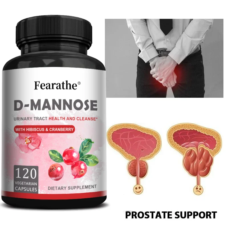 

D-Mannose Capsules with Cranberry & Hibiscus Flower, Support Urinary Tract & Bladder Health, Natural Body Cleansing & Detox