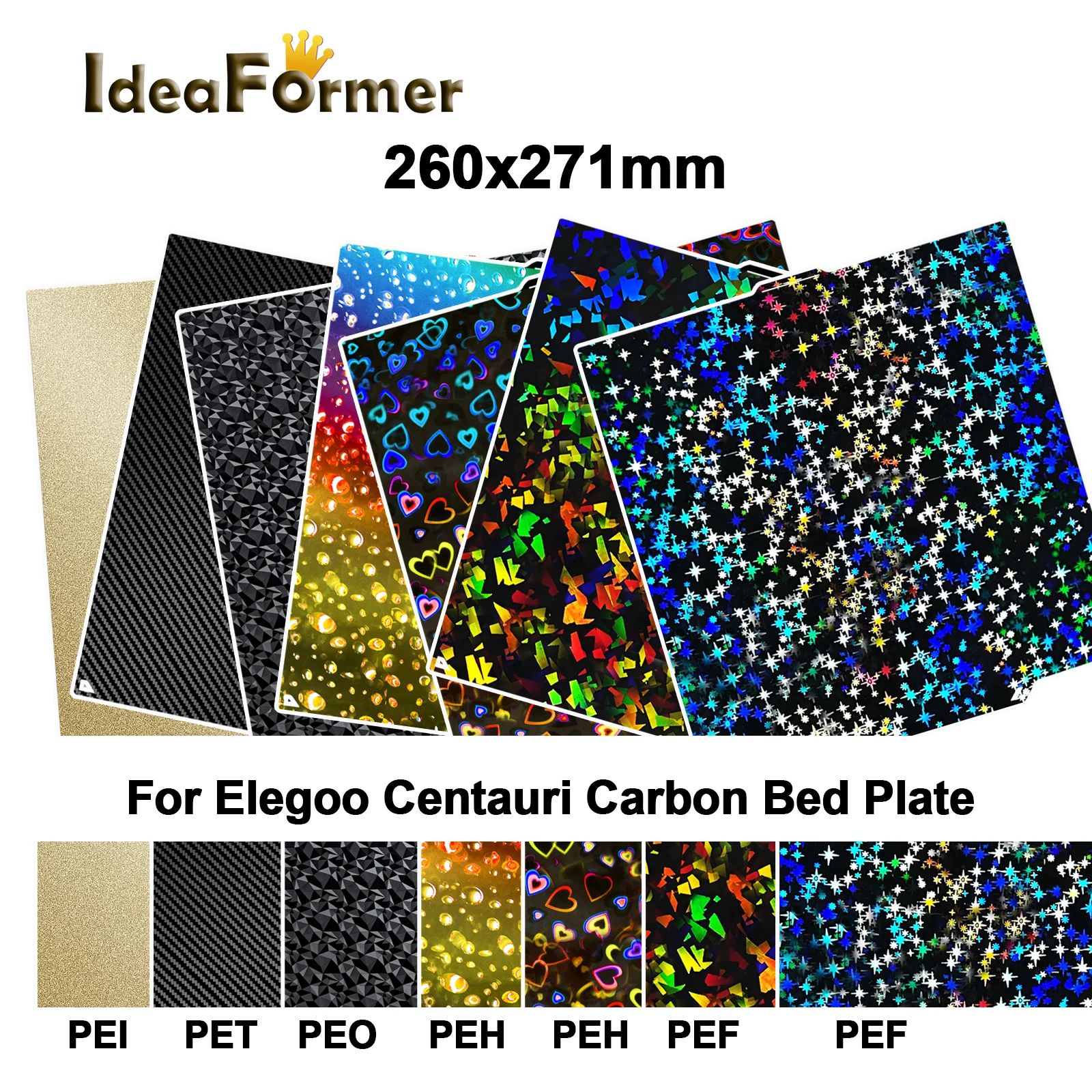 

Elegoo Centauri углеродная конструкционная пластина с текстурой PEI лист ПЭТ углеродное волокно с подогревом пружинная стальная листовая пластина аксессуар для 3D-принтера часть