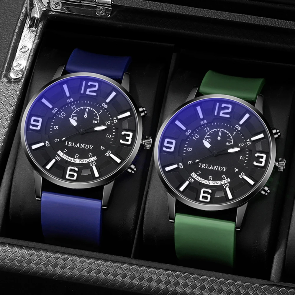 2-piece men's quartz watches, combining a business and sports style, suitable as Valentine's Day and New Year gifts