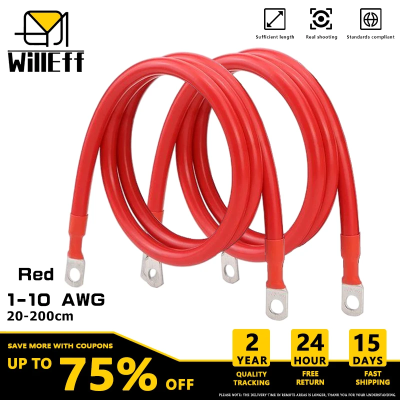 

Silicone Battery inverter cable With M6 M8 M10 lug Red Soft electric wire terminal-table For binding post Nut screw connect