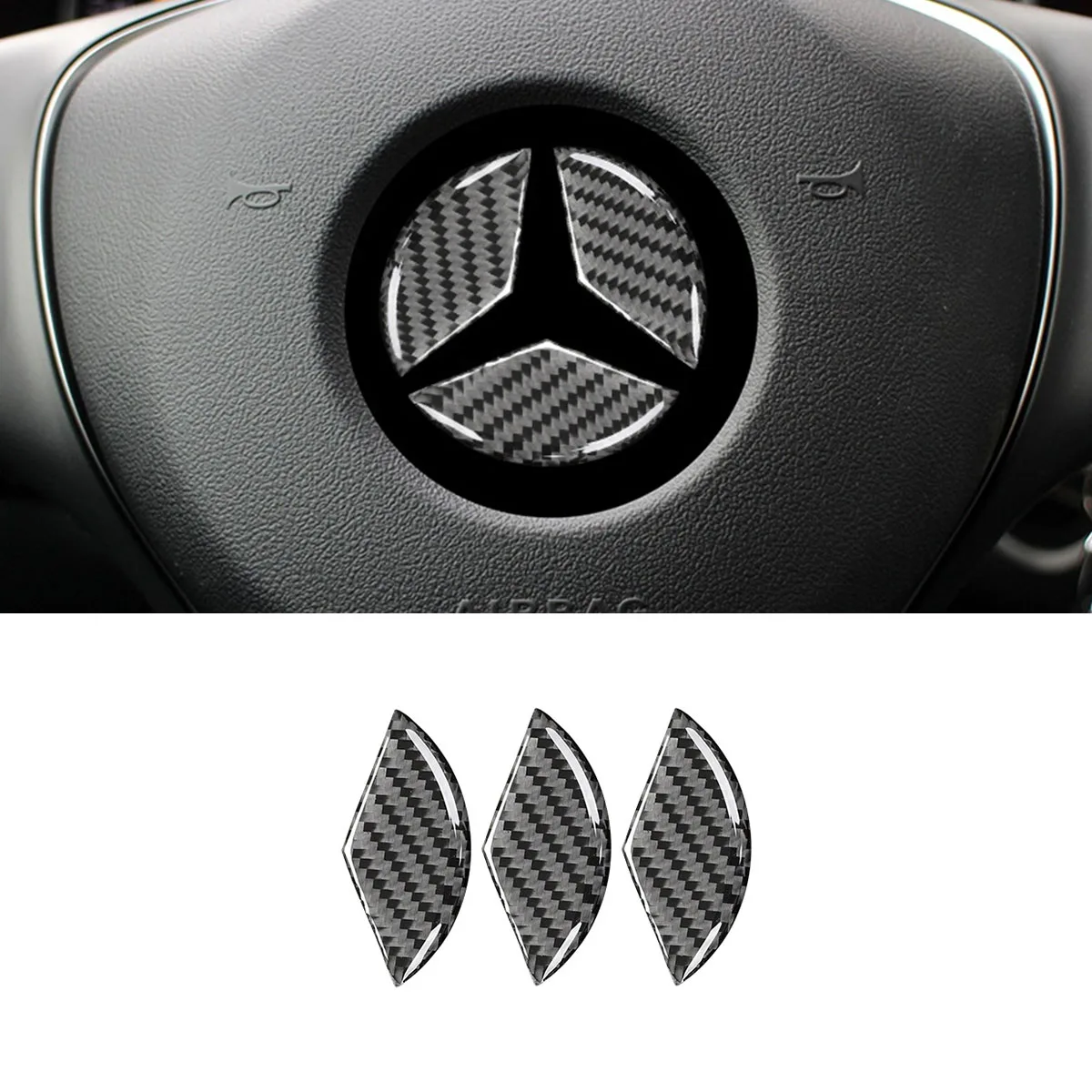 

For Mercedes-Benz Carbon Fiber Steering Wheel Decoration New A-Class C-class E-class GLAGLKgle Interior Modificati Car Sticker