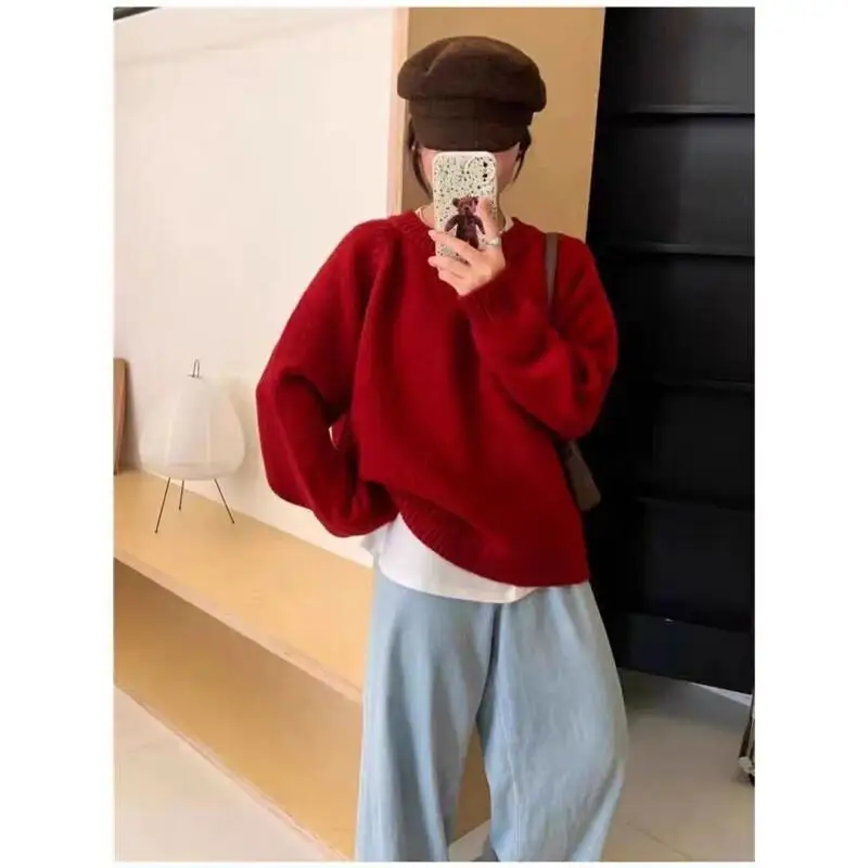 

Женская одежда, свитер в стиле ретро, изысканная корейская версия, легкий, роскошный, уличный, Hallyu, универсальный, милый, милый, повседневный, новый