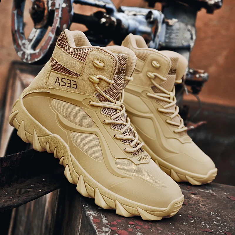 Bottes tactiques pour hommes, respirantes, idéales pour les activités de plein air, ultra-légères, bottes de désert, bottes de réaction rapide, bottes de travail antidérapantes pour hommes, bottes de haute qualité, bottes militaires à cheville haute.