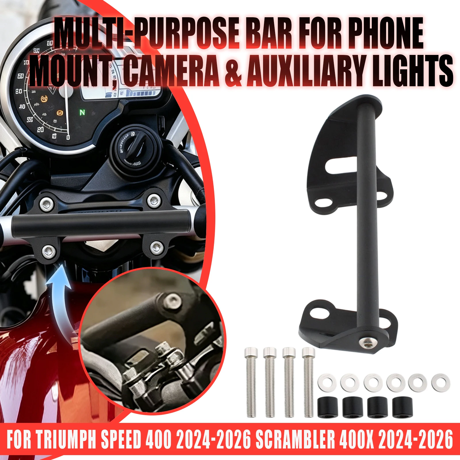 For Triumph Speed 400 Scrambler 400 2024 2025 2026 Motorcycle GPS Navigation Phone Bracket Mount Holder Adapter