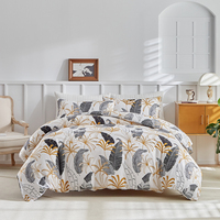 3pcs Bedding Cover，Spring and summer new products, with leaf and feather pattern design,fresh and light,Suitable for all seasons