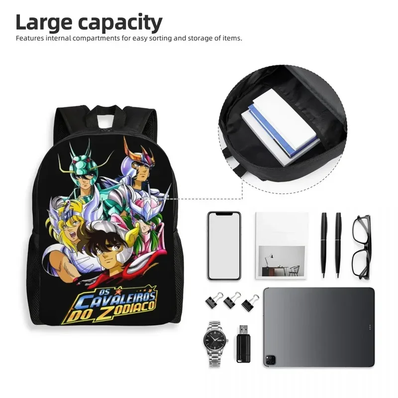 Saco de manga impermeável para homens e mulheres, Saint Seiya, mochila Cavaleiros do Zodíaco, bolsas de impressão, escola universitária