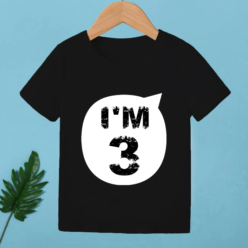 2025 Children Happy Birthday I\'M 1 2 3 4 5 6 7 8 9 Years Number Print Funny T-shirts Boys & Girls Baby Tops Kids Summer T shirt