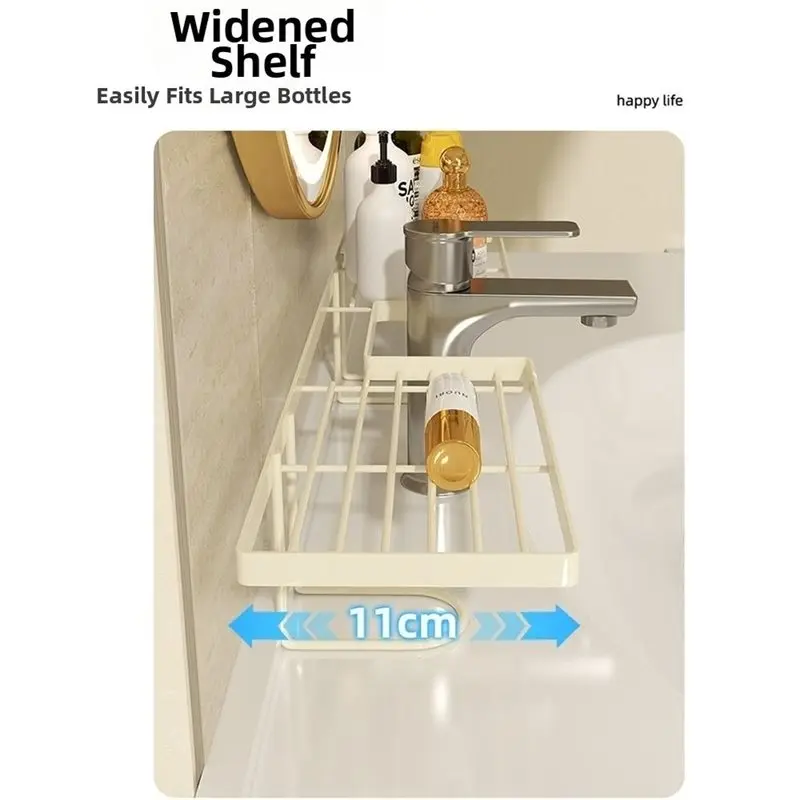 AT63-50Cm Bathroom Counter Shelf Anti Slip Heavy Duty Bathroom Vanity Shelf Draining Hollow Shelf B